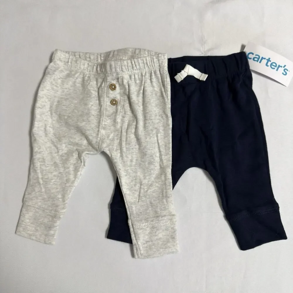Carter's Baby Boy 2-Pack Cotton Pants 3 Months Grey/Black